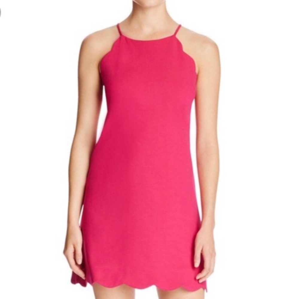 Aqua Pink Scallop Mini Dress